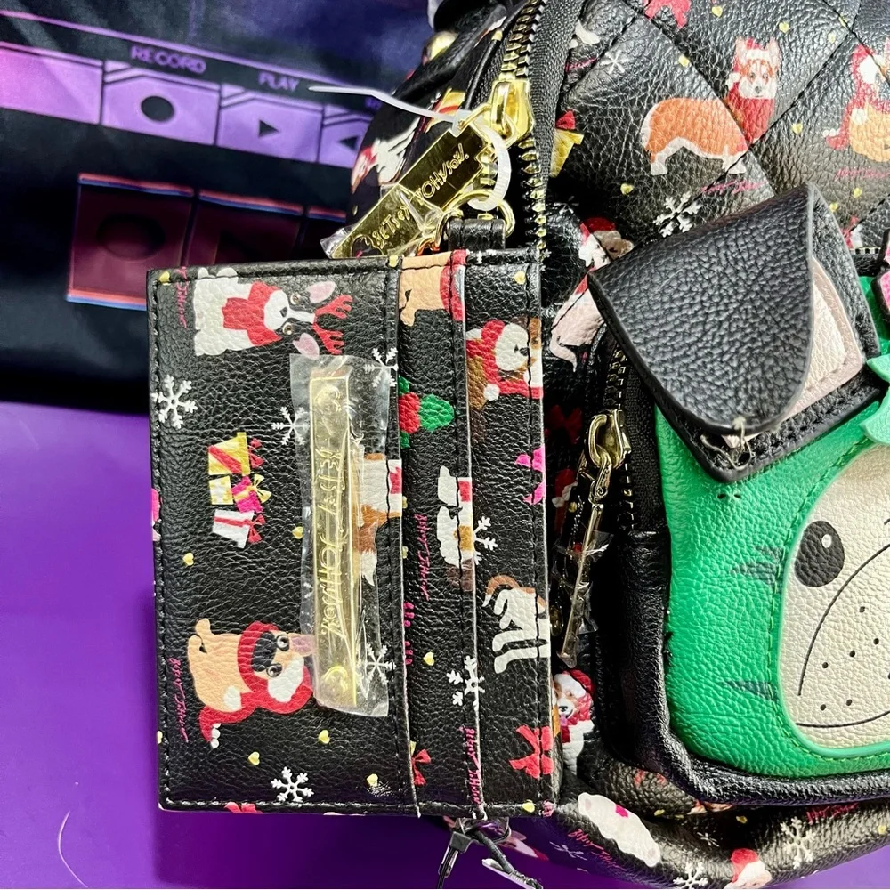 Betsey Johnson Christmas Dogs Small Backpack
